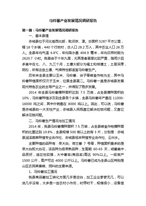 马铃薯产业发展情况调研报告