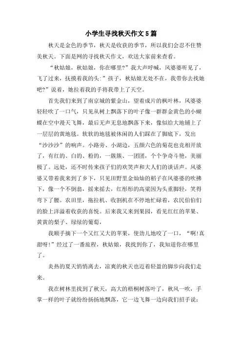 小学生寻找秋天作文5篇