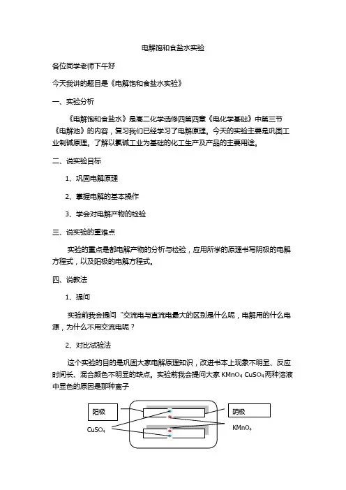 说课大赛电解饱和食盐水