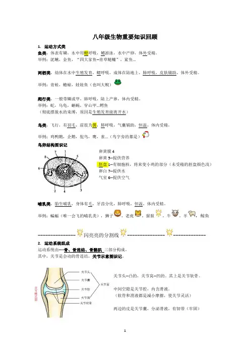 北师大版八上生物知识点背诵