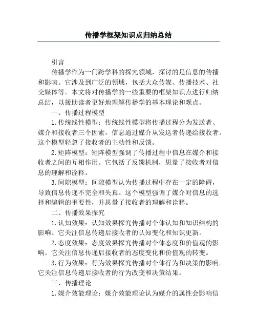 传播学框架知识点归纳总结