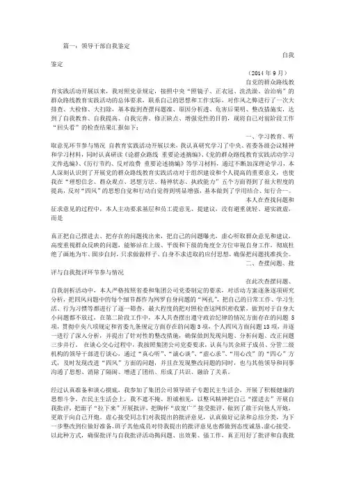 领导干部自我鉴定
