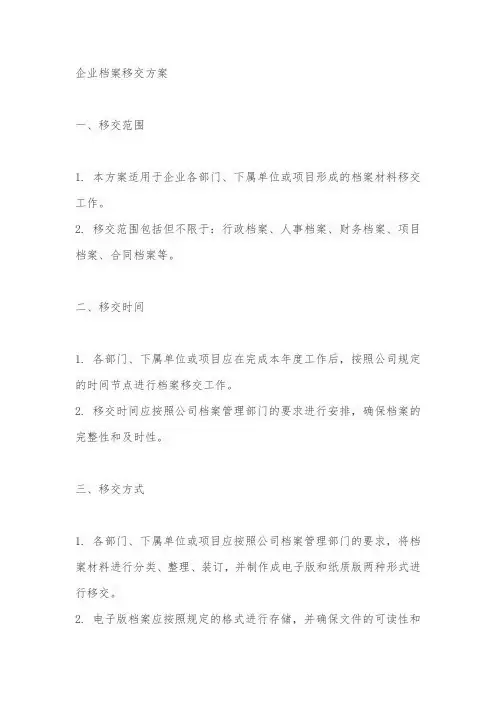 企业档案移交方案
