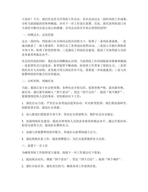 刑侦会议总结发言稿范文