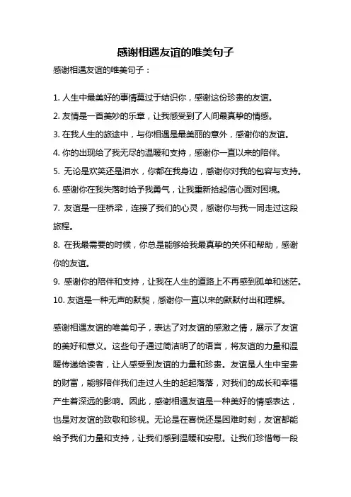 感谢相遇友谊的唯美句子