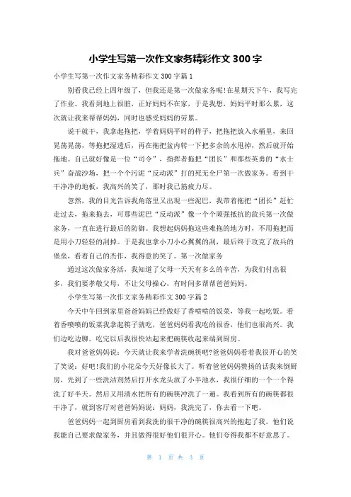 小学生写第一次作文家务精彩作文300字