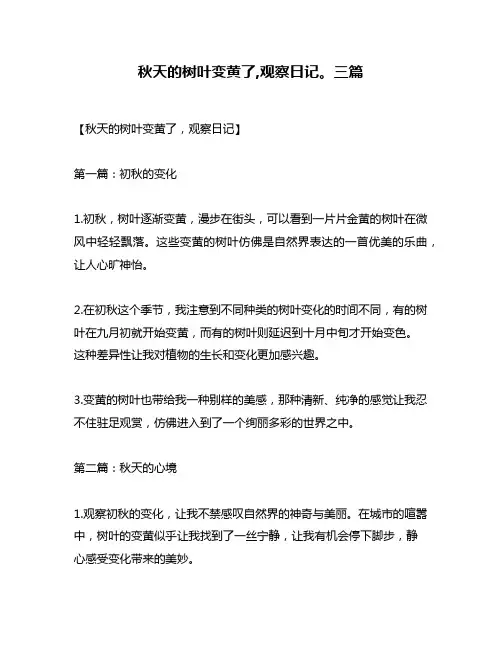 秋天的树叶变黄了,观察日记。三篇