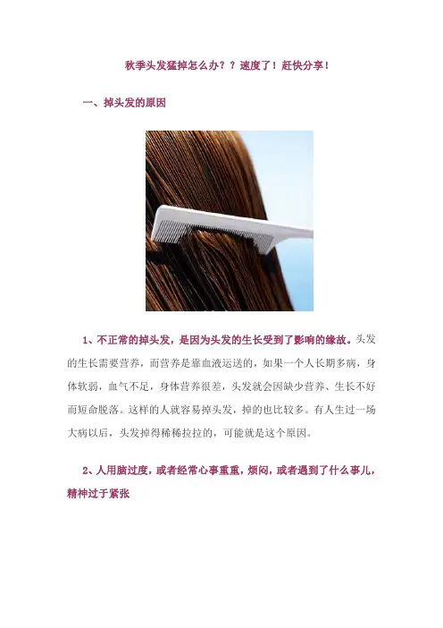 秋季猛掉头发怎么办？？