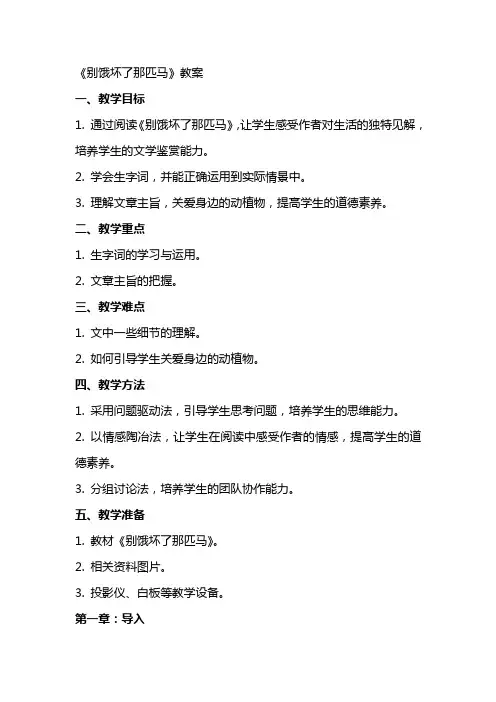 《别饿坏了那匹马》教案