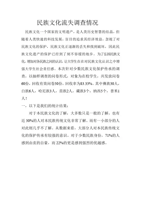 民族文化流失调查报告