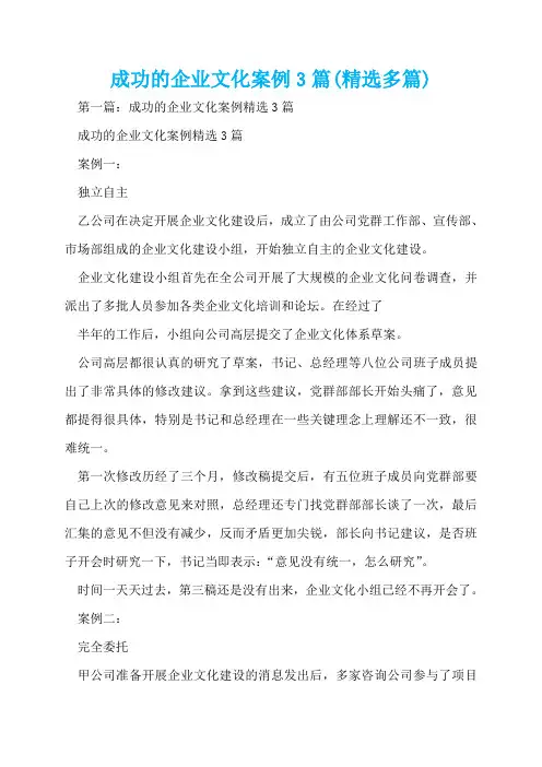 成功的企业文化案例3篇(精选多篇)  
