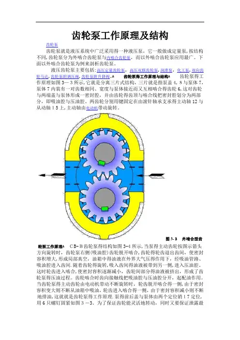齿轮泵工作原理及结构