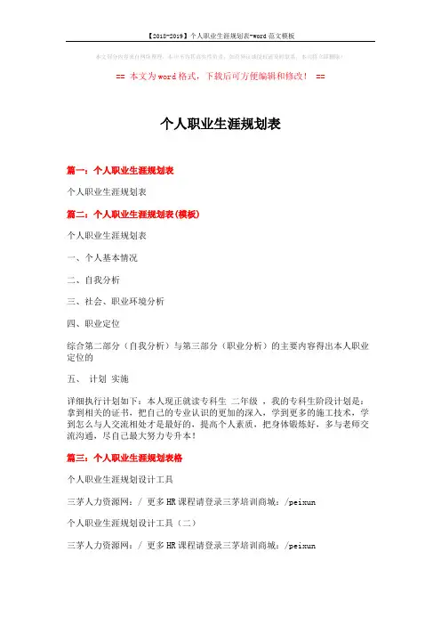 【2018-2019】个人职业生涯规划表-word范文模板 (2页)