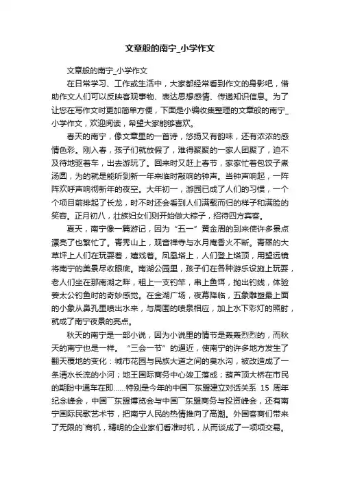 文章般的南宁_小学作文