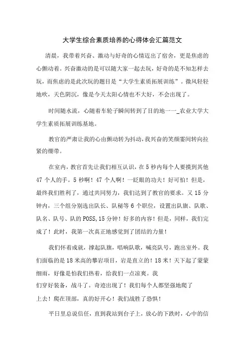 大学生综合素质培养的心得体会汇篇范文