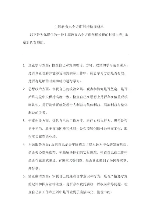 主题教育六个方面剖析检视材料