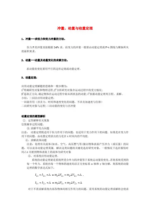 高考物理知识点释义 冲量、动量与动量定理