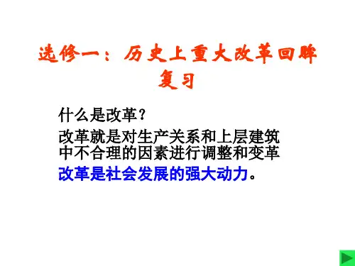 高中历史选修一历史上重大改革回眸复习