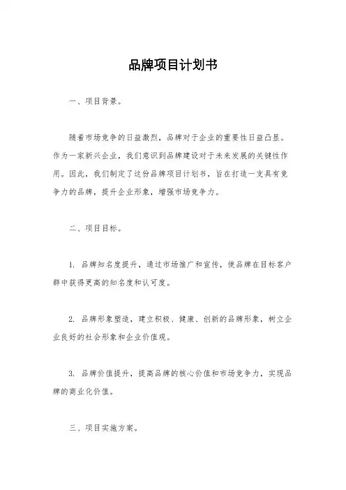 品牌项目计划书