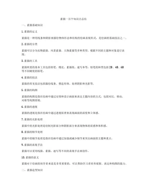 素描一百个知识点总结