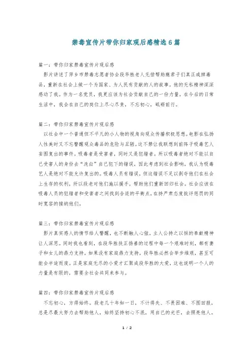 禁毒宣传片带你归家观后感精选6篇