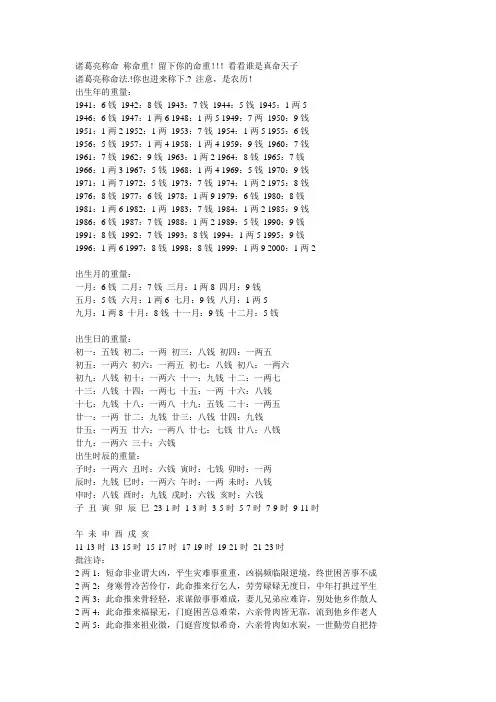 诸葛亮称命 称命重