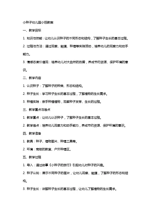 小种子幼儿园小班教案