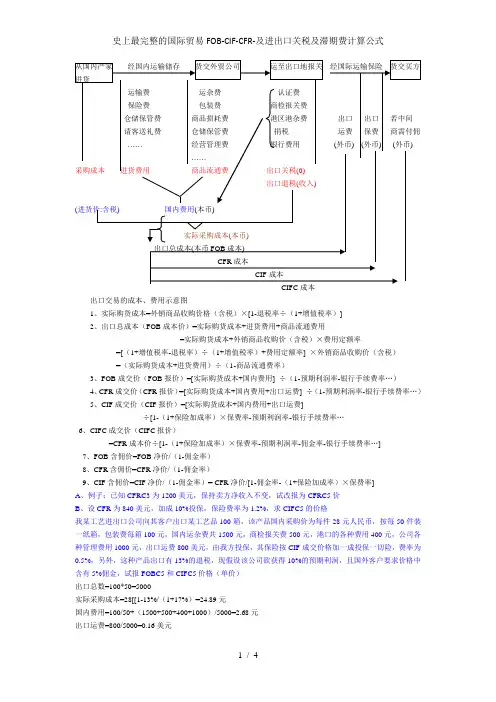 史上最完整的国际贸易FOB-CIF-CFR-及进出口关税及滞期费计算公式