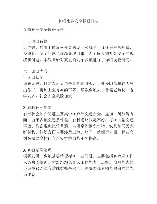 乡镇社会安全调研报告