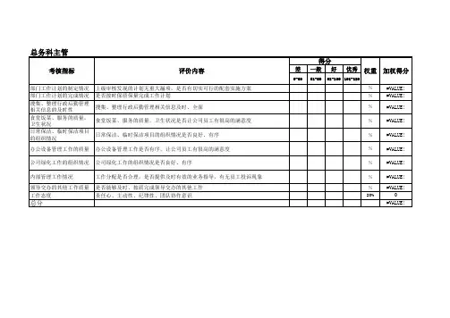 总务科主管绩效考核指标