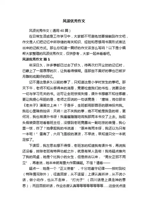 风波优秀作文