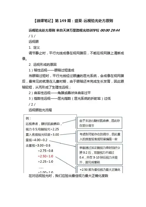 【微课笔记】第149期：盛夏-远视验光处方原则