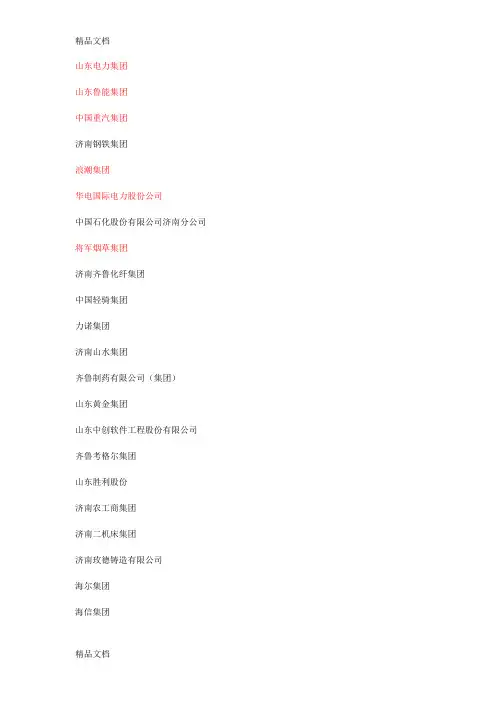 (整理)山东集团公司以及公司领导.