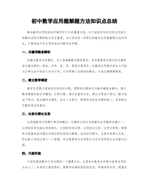 初中数学应用题解题方法知识点总结