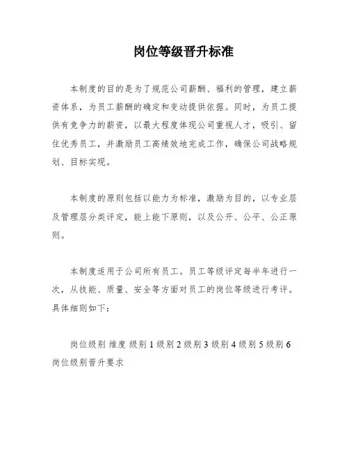 岗位等级晋升标准