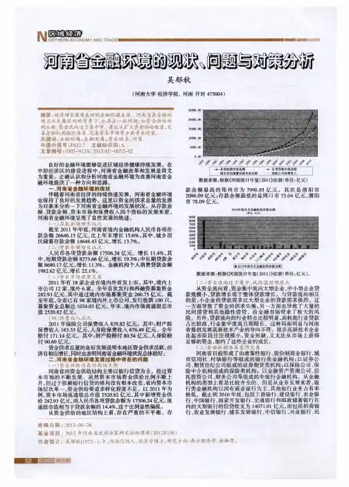 河南省金融环境的现状、问题与对策分析
