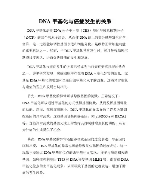 DNA甲基化与癌症发生的关系