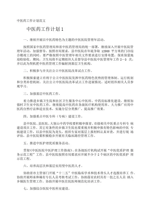 中医药工作计划