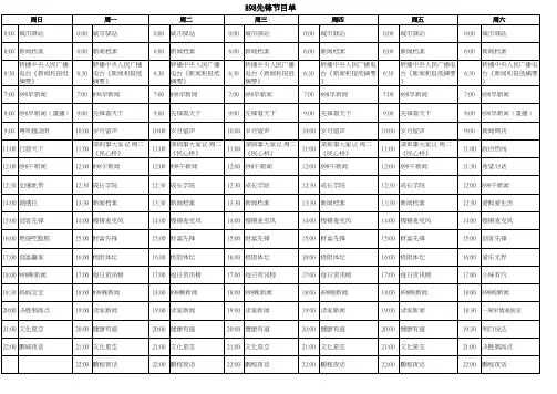 898节目单