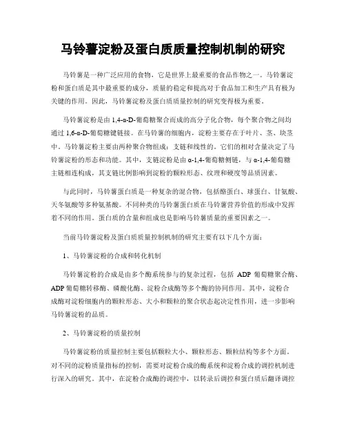 马铃薯淀粉及蛋白质质量控制机制的研究