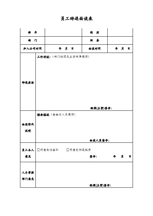 员工辞退面谈表