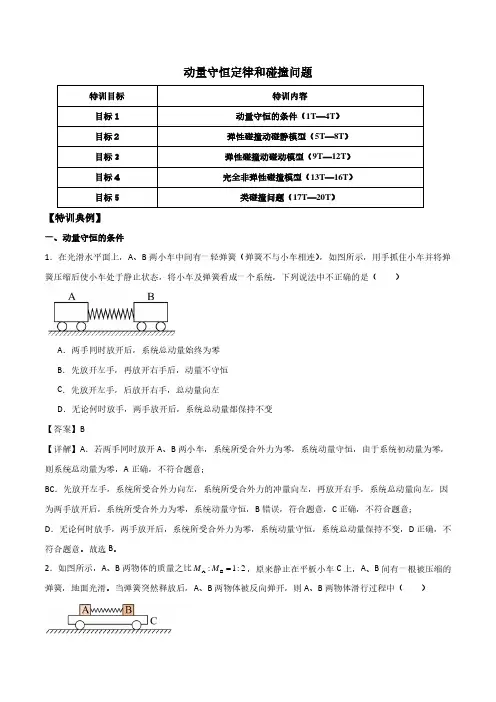 动量守恒定律和碰撞问题(解析版)