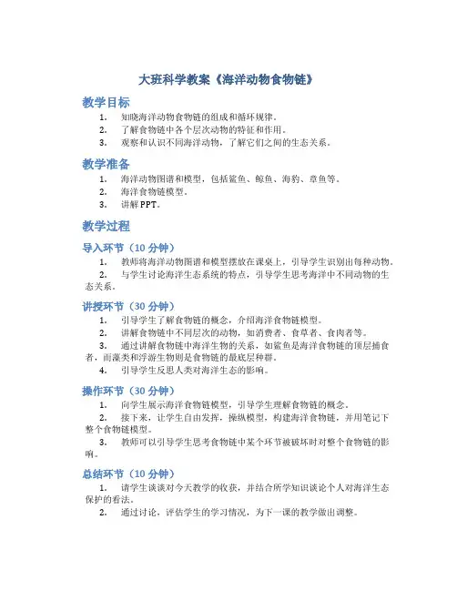大班科学教案《海洋动物食物链》