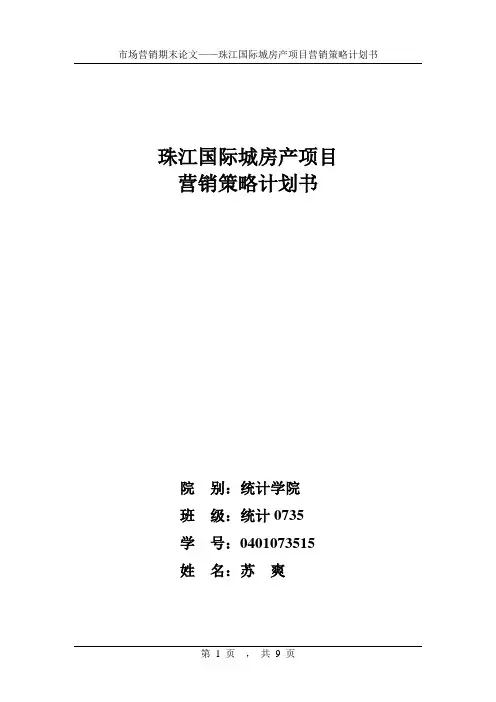 珠江国际城项目营销策略计划书
