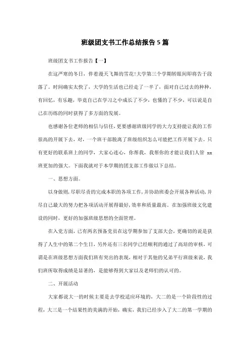 班级团支书工作总结报告5篇
