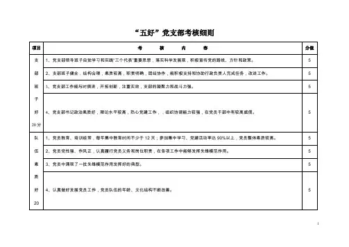 五好党支部考核细则