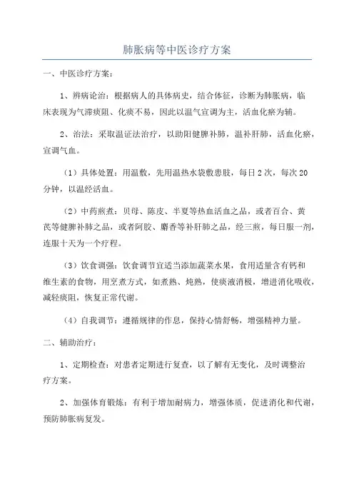 肺胀病等中医诊疗方案