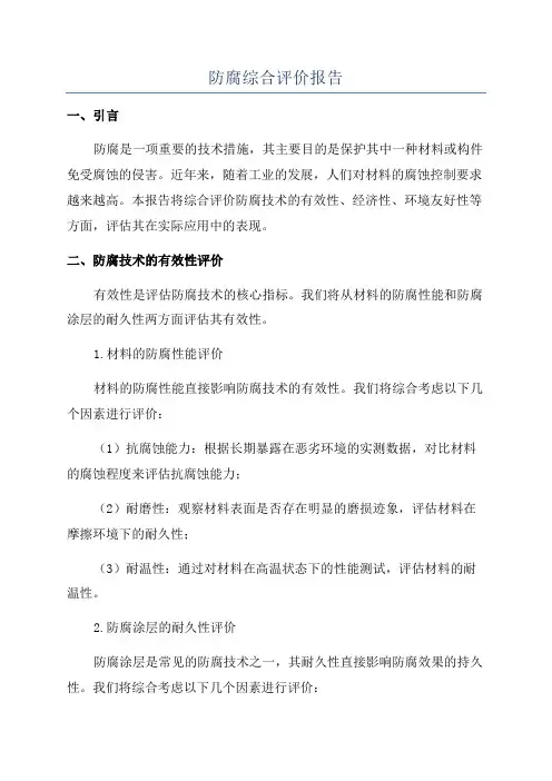 防腐综合评价报告