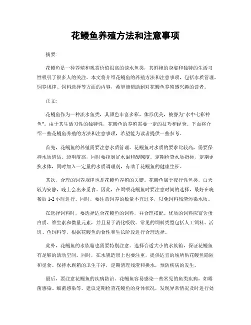花鳗鱼养殖方法和注意事项