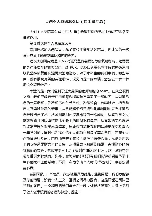 大创个人总结怎么写（共3篇汇总）